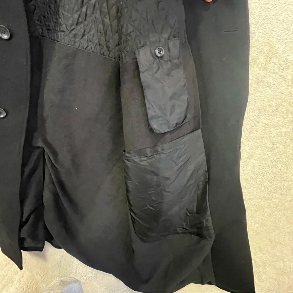Nautica Men's Black Wool Cashmere Long Dress Coat Sz 46R Sport Classic Career